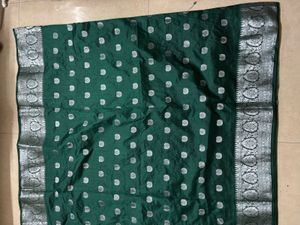 Elegant Dark Green Banarasi Silk Saree