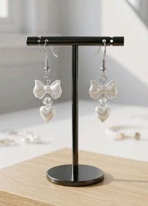 Cute Bow Heart Drop Earrings