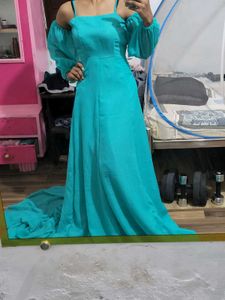 Teal Off-Shoulder Maxi Dress