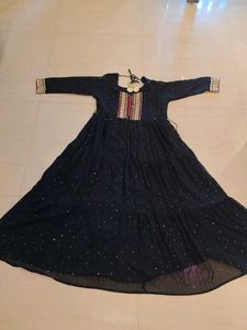 Elegant black Embellished dress with dupatta