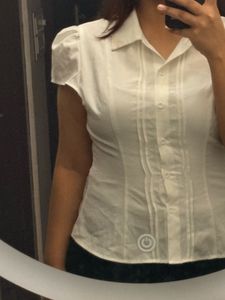 white corset collar shirt