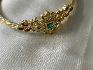 Elegant 22kt Gold Plated Bangle with Green Stone