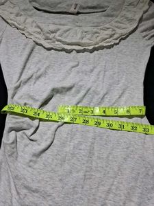 Grey Ruffle Neck T-Shirt Dress