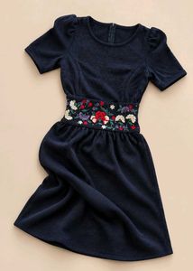 NAVY BLUE PUFF SLEEVE DRESS