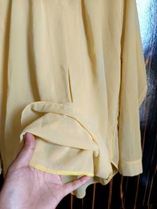 Sheer Pastel Yellow Long Sleeve Blouse