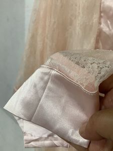 Elegant Lace Robe with Floral Slip