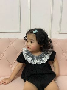 Baby Girls Black Lace Collar Romper