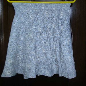 Blue Floral Mini Skirt