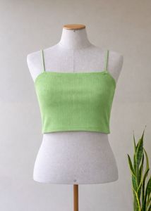 ZARA Lime Green Ribbed Crop Tank Top