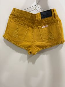 Yellow Distressed Denim Shorts