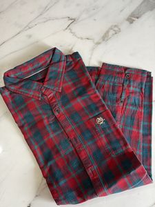 Classic Red & Teal Plaid Flannel Shirt