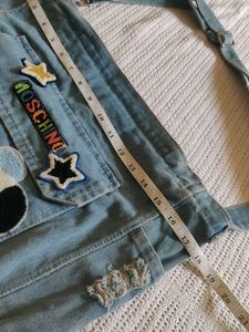 Denim Crossbody Bag with Patches