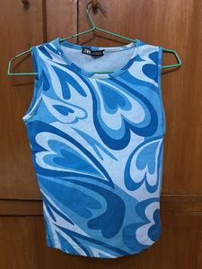 Blue Swirl Pattern Tank Top