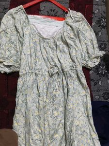 Light Blue Floral Print Midi Dress