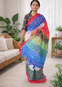 Vibrant Bandhani Saree with sequins