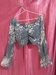 Sheer Ruched Crop Top