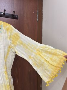 Embroidered Yellow &amp; White Dress