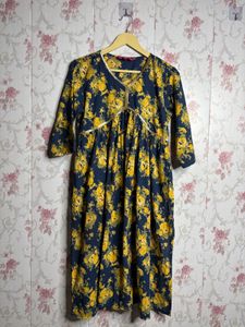 Blue Floral Print Kurta