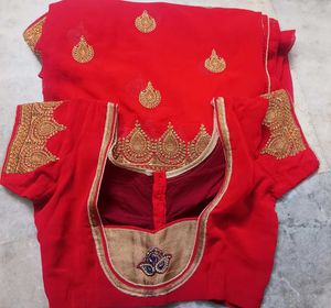 Embroidered Red Saree