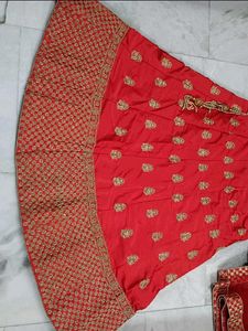Stunning Red Embroidered Lehenga Choli Set