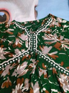 Green Floral Print alia cut suit set