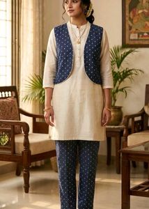 Silk coordinated parallel pants and vest