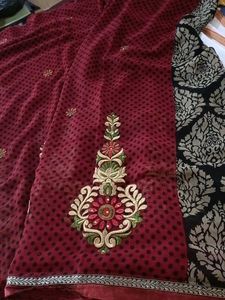 Maroon Embroidered Saree