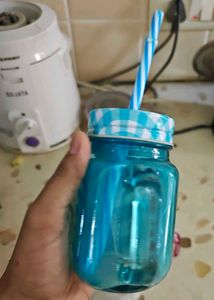 Cute Mason Jar Mugs with Straws (Set of 2)