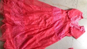 Stunning Coral Anarkali with Dupatta