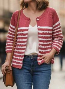 Striped Knitted Cardigan