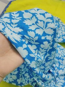 Blue Floral Dupatta with Tassels