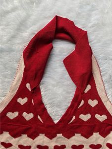 Heart Pattern Halter Neck Top