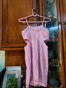 Pink Lace Cutout Dress
