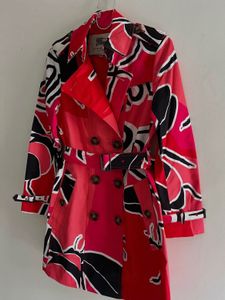 Abstract Print Trench Coat