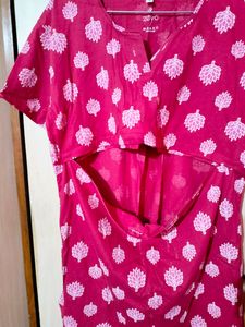 Zeyo Red&amp;Pink Floral Print Maternity&amp;Feeding Top