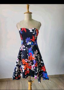 Strapless Floral Print Dress