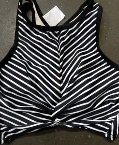 Striped Twist Front Bikini Top