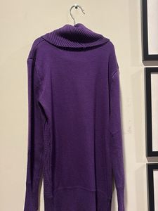 Purple Turtleneck Knit Sweater Dress