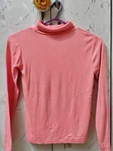 Coral Pink Turtleneck Top