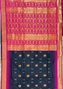 Elegant Black Saree with Pink Border