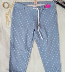 Cute Polka Dot Light Blue Pants