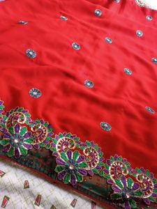 Red Embroidered Saree