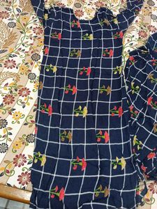 Blue Kurta Set with Floral Print