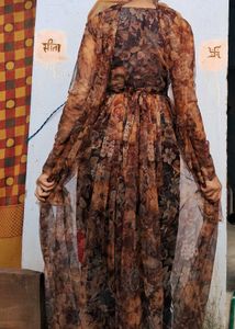 Floral Brown Gown🍩🤌🤎✨️