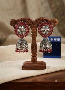 Exquisite Red Stone Jhumka Earrings