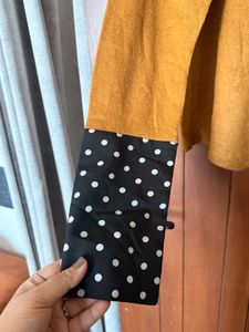 Mustard Yellow Polka Dot Collar Top