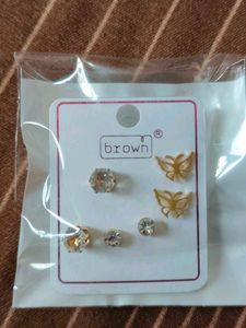 Cute Butterfly &amp; Crystal Stud Earring Set