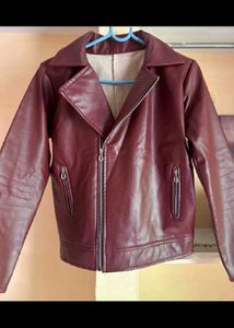Stylish Burgundy Faux Leather Jacket