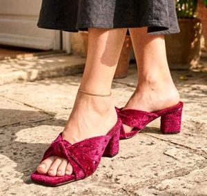 Stylish Velvet Slip-On Heels 👠 ✨