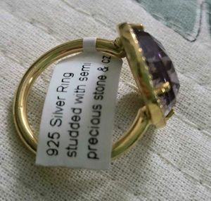 Oval Crystal Halo Ring SS925 Amethyst